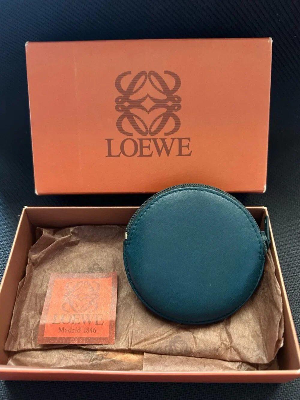 Vintage Loewe Round Leather Coin Purse